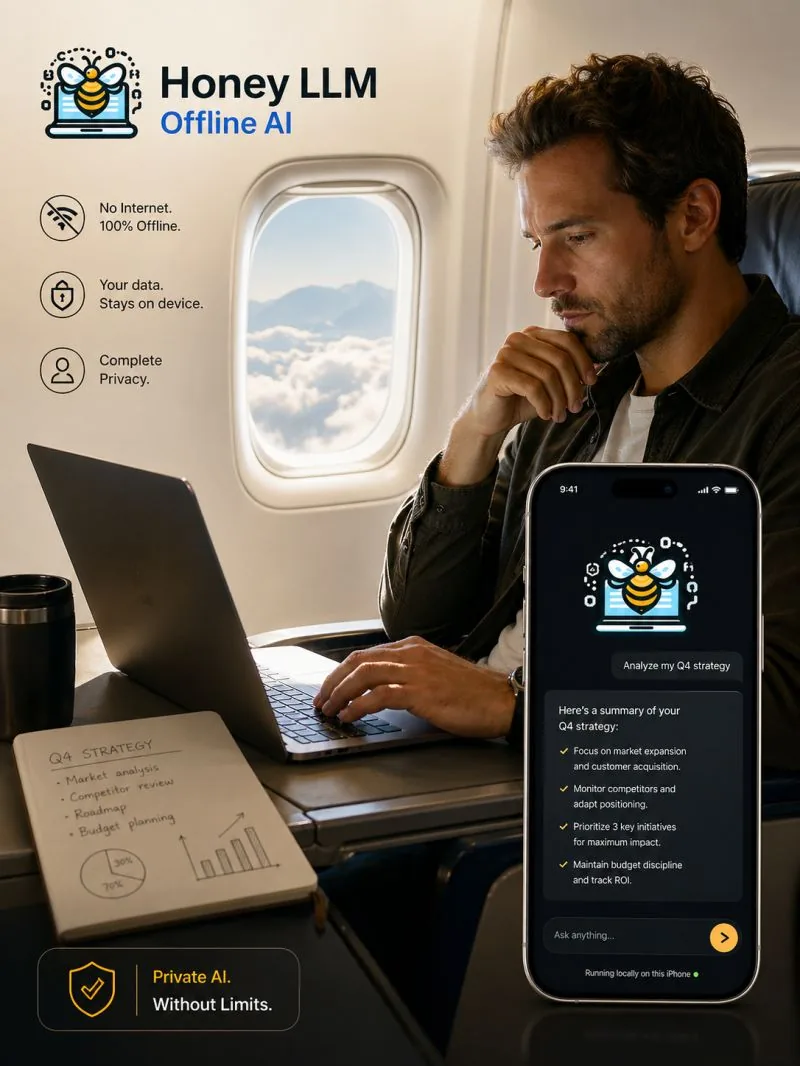Honey LLM travel promotional graphic